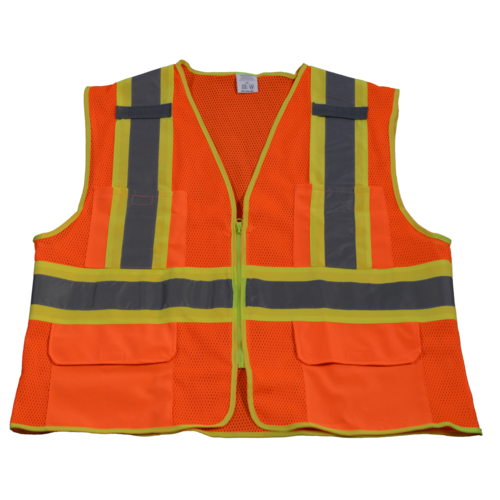 Orange Safety Vest ANSI Class II (4X-5X) | Mesh, Plus Size