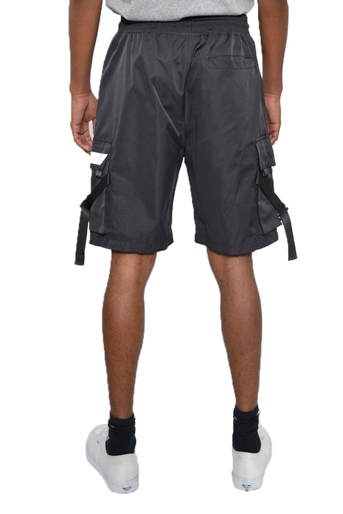 Black Cargo Work Shorts | Reflective Strips, Cargo Pockets