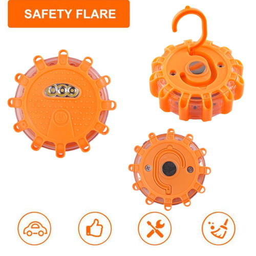 LED Roadside Safety Beacons (Set) | Flashing Emergency Discs