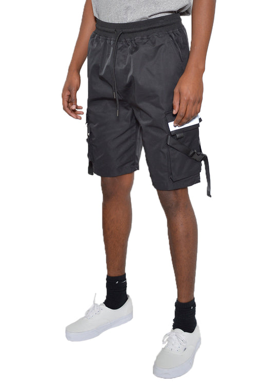 Black Cargo Work Shorts | Reflective Strips, Cargo Pockets