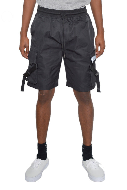 Black Cargo Work Shorts | Reflective Strips, Cargo Pockets