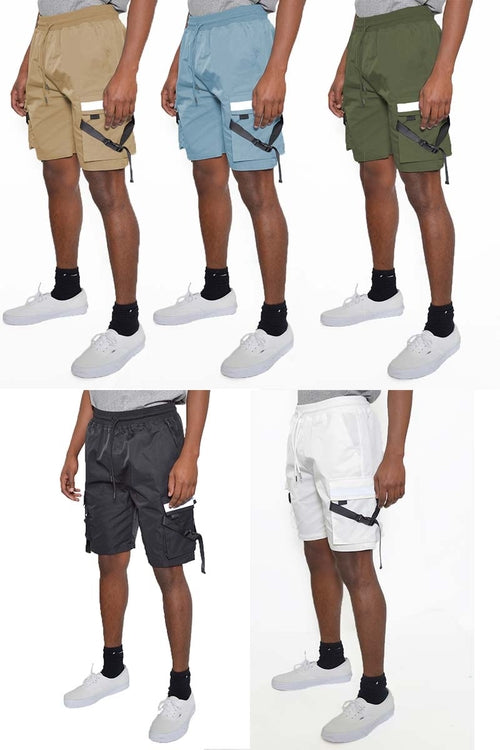 Black Cargo Work Shorts | Reflective Strips, Cargo Pockets