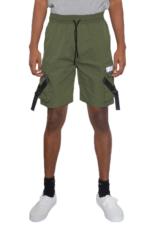 Olive Cargo Work Shorts | Reflective Strips, Cargo Pockets
